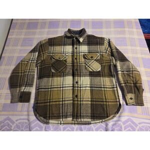 Vintage 50s Sheraton Sportswear L Thick Flannel Plaid Shirt Jacket Union Wool